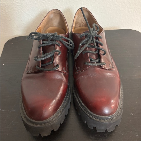 Jeffrey Campbell Burgundy Leather Platform Oxford Shoes Women’s Size 6 – Chunky - Picture 1 of 9